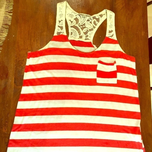 Nordstrom Collective Concept’s Red & White Striped Lace tank top - Picture 2 of 6